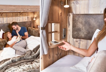 Konzeptzimmer Merano Berghütte Bett